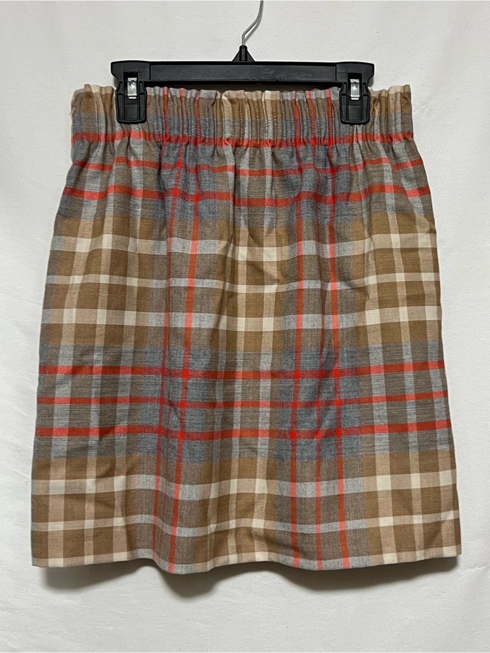 J. Crew Wool Blend Plaid Sidewalk Mini Skirt in Brown and Cream Preppy Casual - Picture 5 of 9
